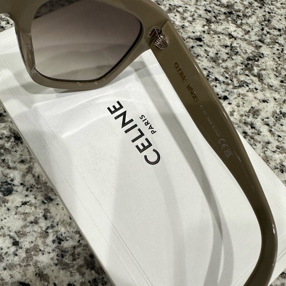 CELINE TRIOMPE ACETATE SQUARE SUNGLASSES BEIGE GRADIENT BROWN - Picture 12 of 14